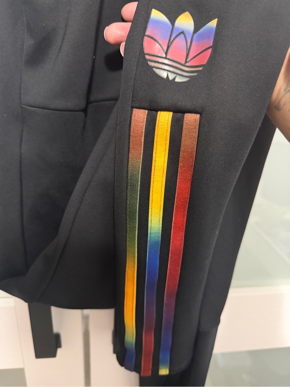 Adidas Sleeveless Jumpsuit with Rainbow Side Stripes - Picture 8 of 12